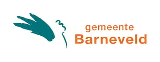 Gemeente Barneveld logo featuring a teal brushstroke and text in orange and teal
