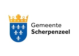 Gemeente Scherpenzeel logo featuring a blue shield with white stars and a gold crown